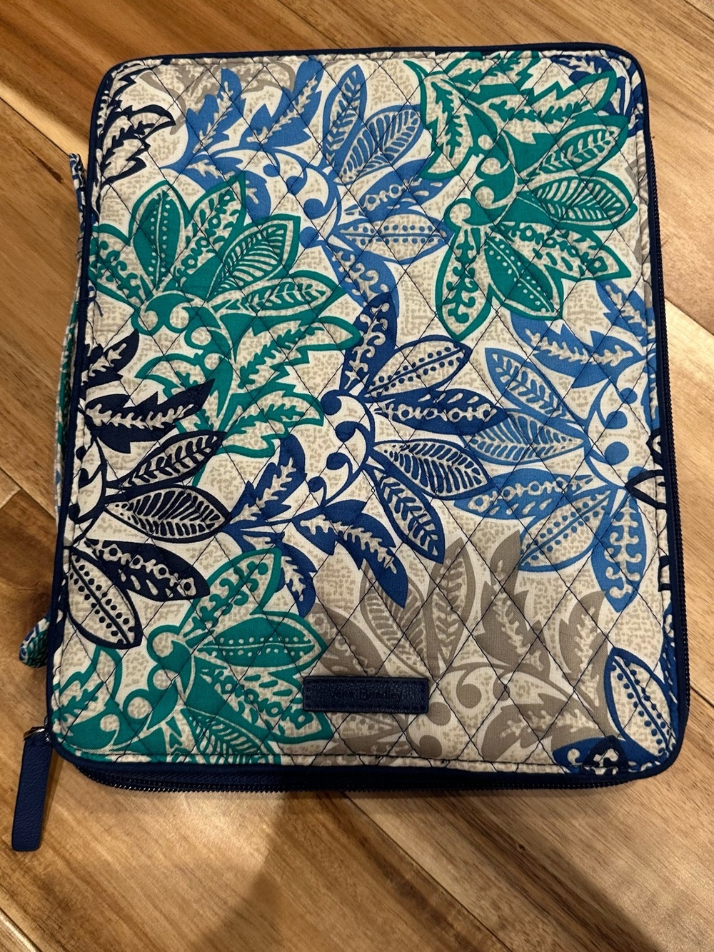 Vera Bradley Quilted Tablet Case in Teal, Blue & Gray Leaf Print
